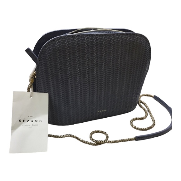 SEZANE Crossbody Handbag Womens One Size Blue Leather Brand New Formal Casual - Picture 2 of 3
